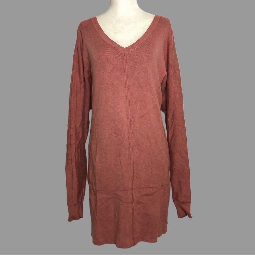 🧡 M 🧡 NWOT Anthro Sweater Dress Long Sleeves Pockets Back Buttons